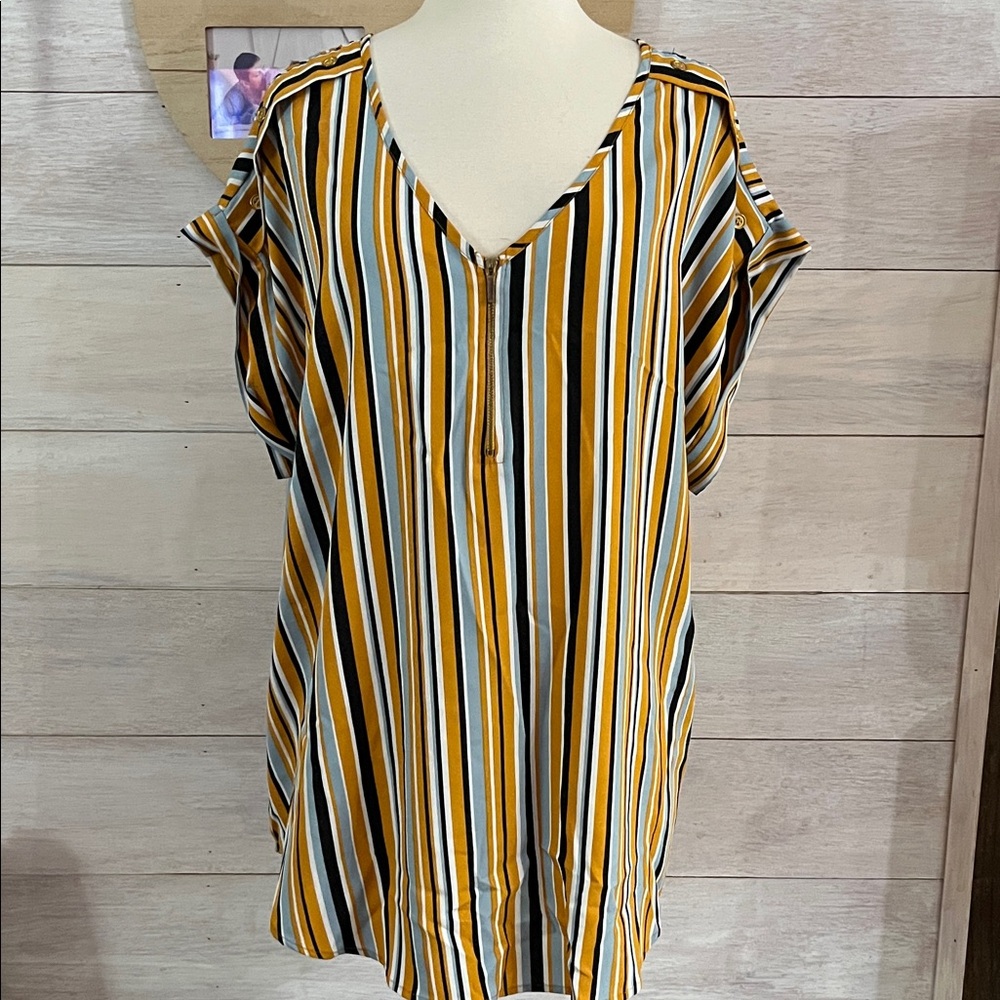 Speed Limit Striped V-Neck Women Top 2X